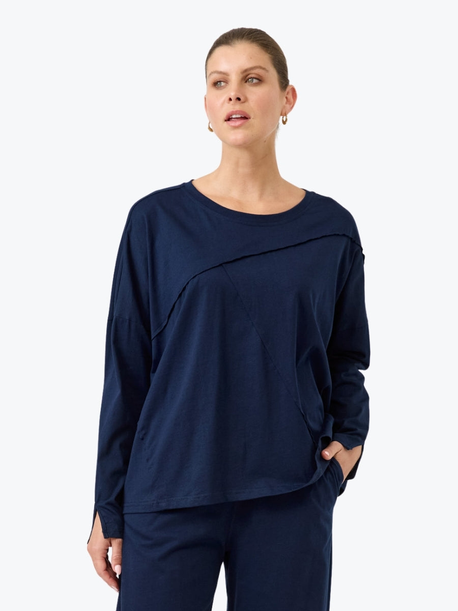 Eb&Ive Studio Traveller Long Sleeve Tshirt in Indigo