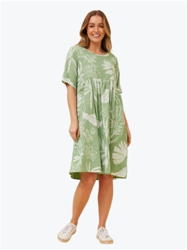 Mystic Monsoon Leaf Print Dress