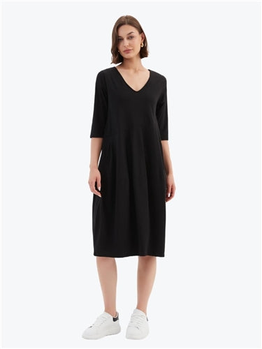 Tirelli V Neck Diagonal Seam Dress