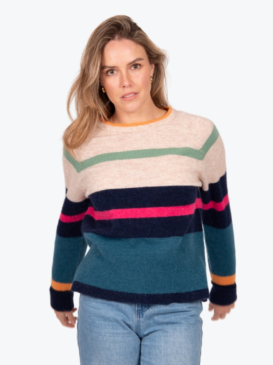 Fields Block Stripe Pullover in Navy Multi