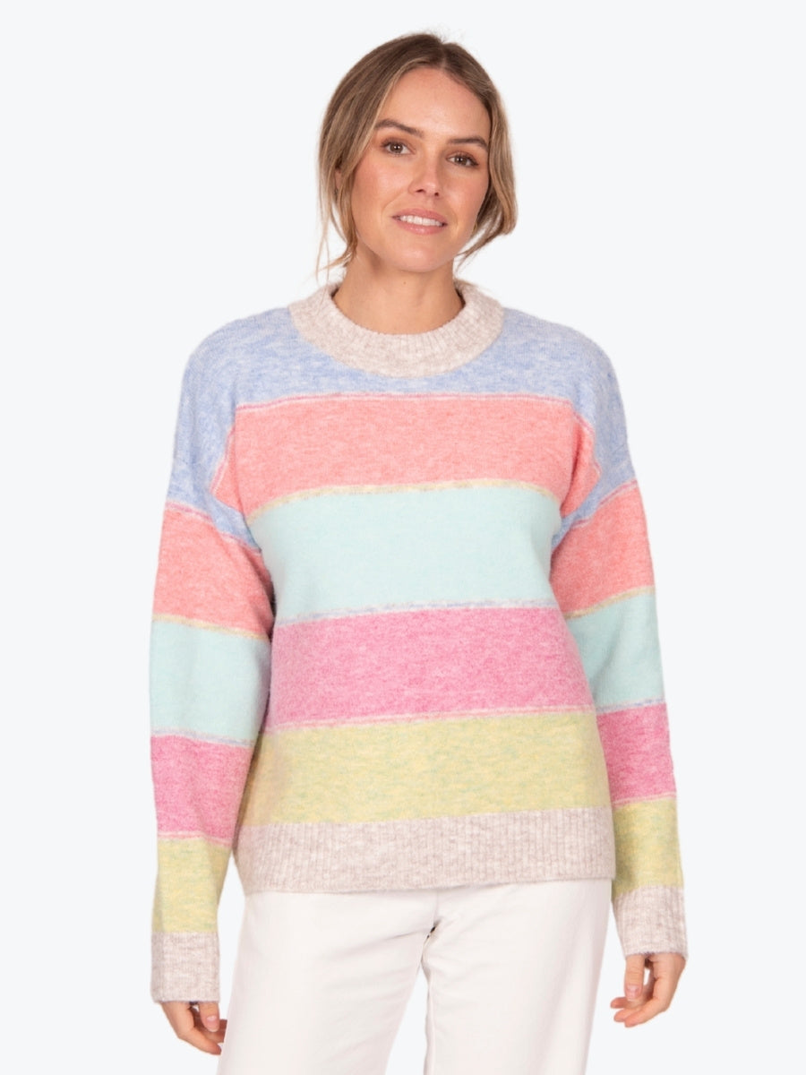 Fields Multi Stripe Pullover in Ice Blue