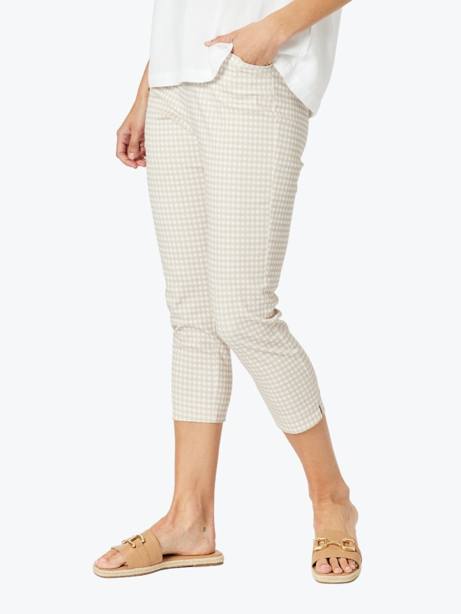 Gordon Smith Alexis Gingham Print Pant in Natural