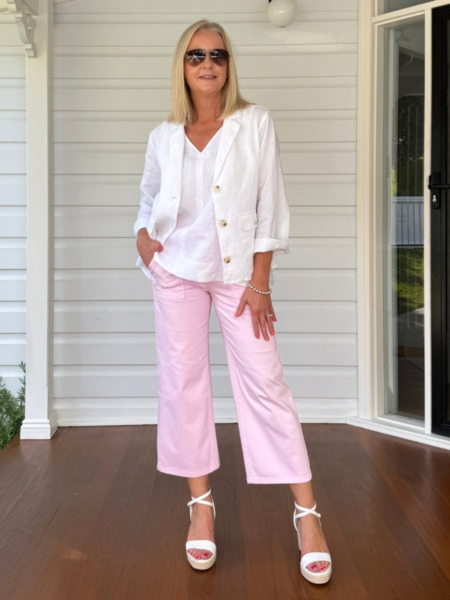 Hudson Wide Leg Crop Jean | Pale Pink