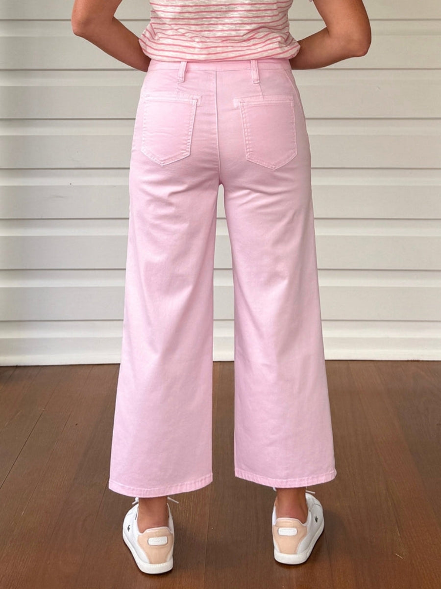 Hudson Wide Leg Crop Jean | Pale Pink