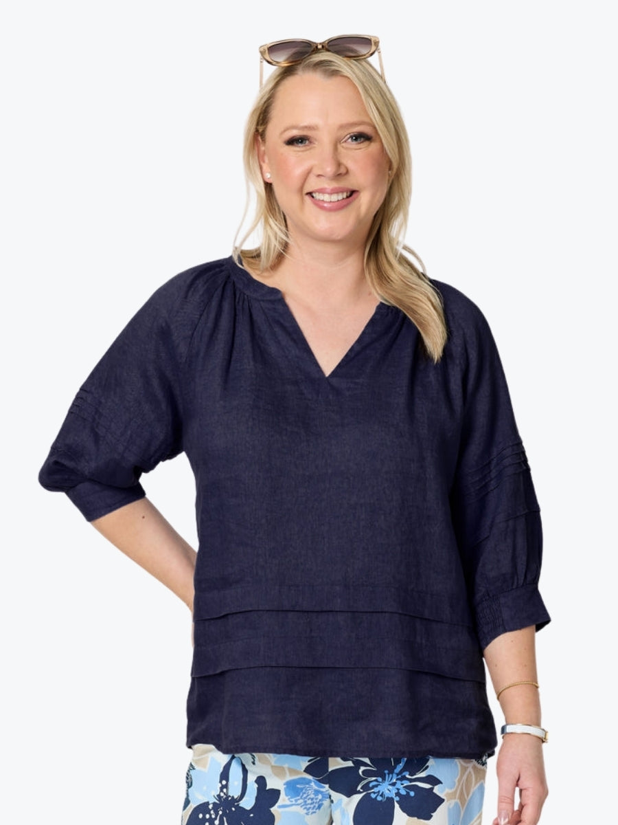 Gordon Smit Kate Linen Top | Navy