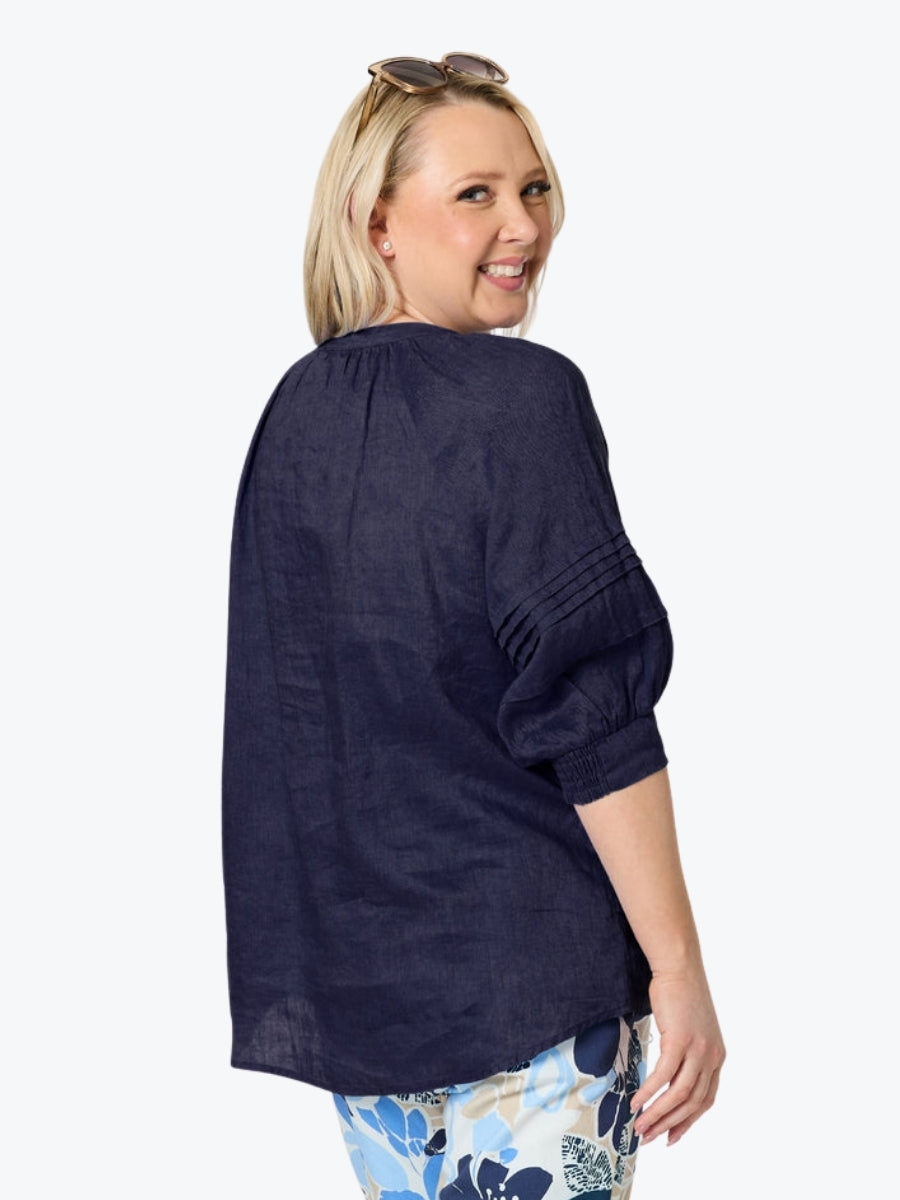 Gordon Smit Kate Linen Top | Navy