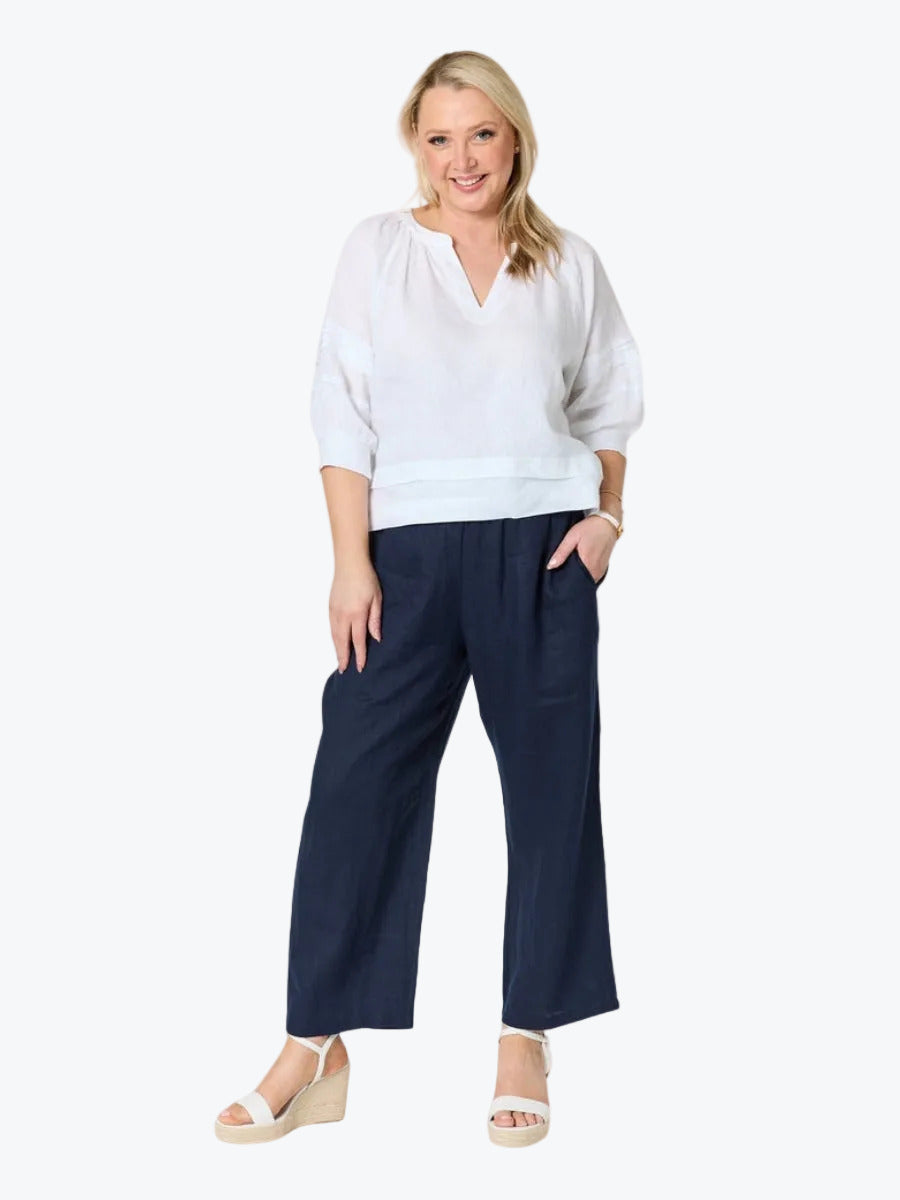 Gordon Smith Kate Linen Top | White
