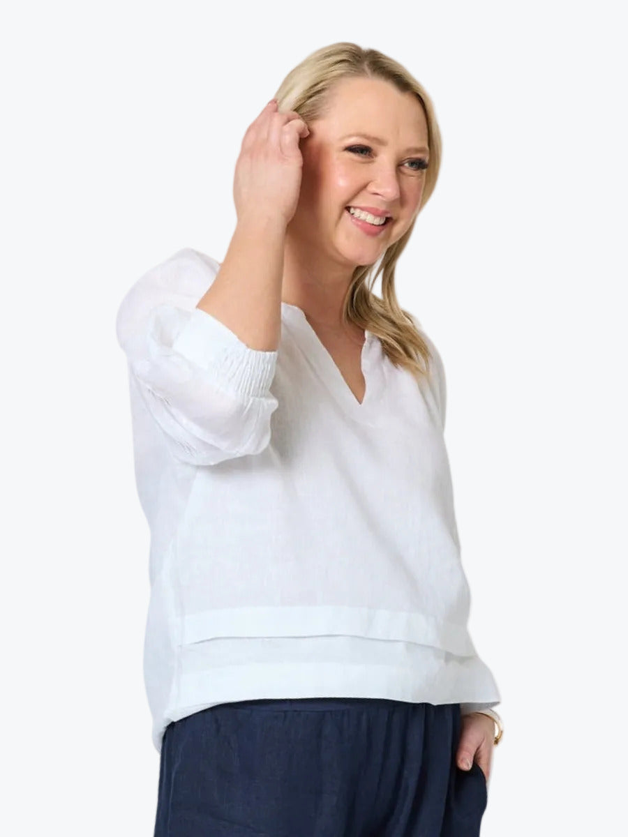 Gordon Smith Kate Linen Top | White
