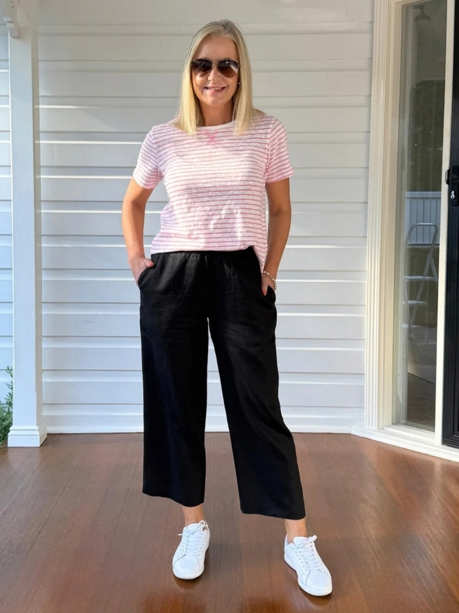Gordon Smith Lara Wide Leg Linen Pant | Black