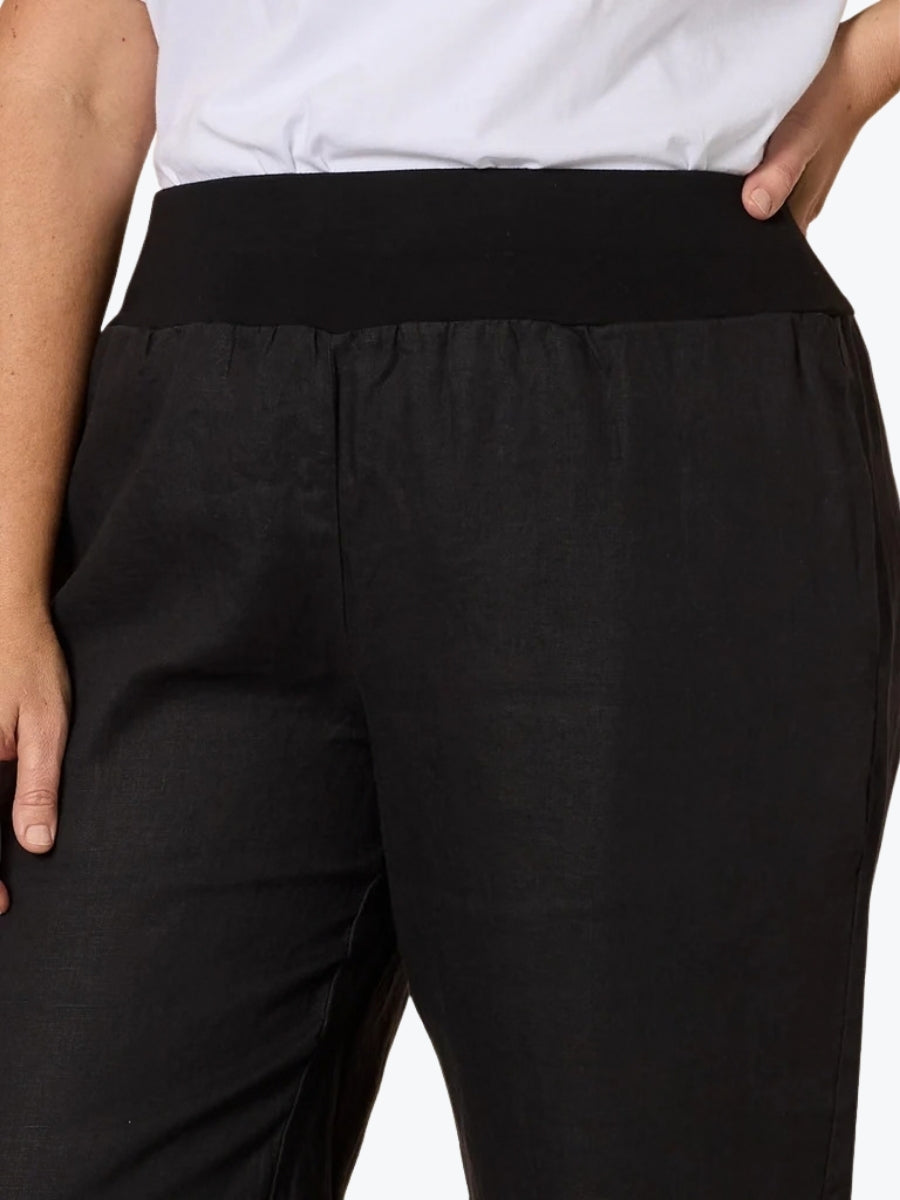 Gordon Smith Lara Wide Leg Linen Pant | Black