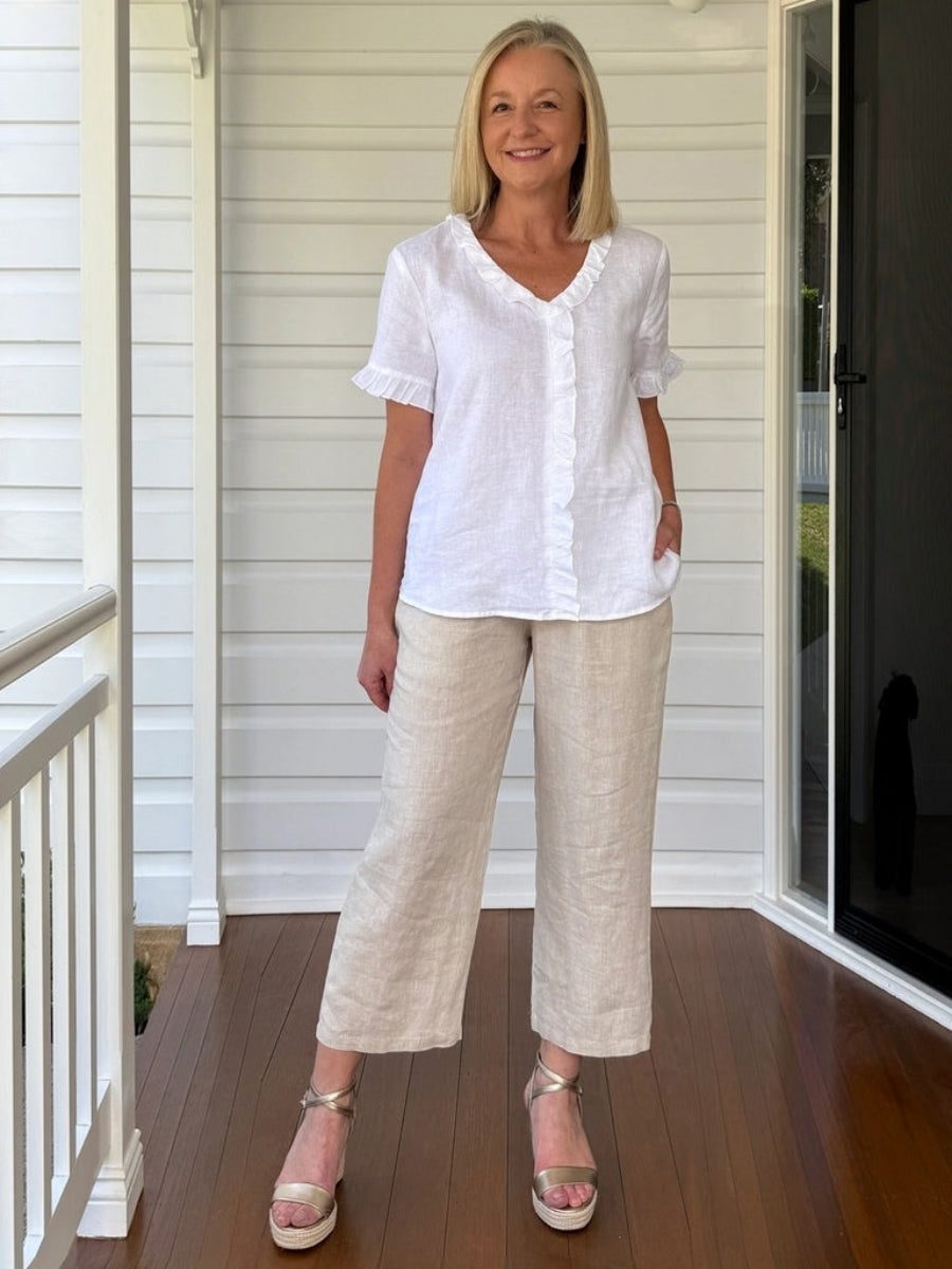 Gordon Smith Lara Wide Leg Linen Pant | Natural