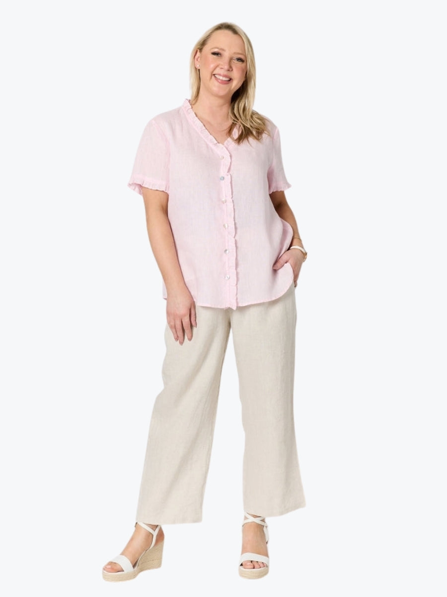 Gordon Smith Lara Wide Leg Linen Pant | Natural