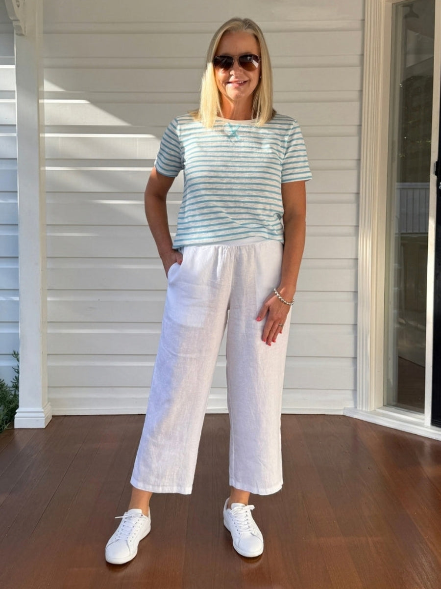 Gordon Smith Lara Wide Leg Linen Pant | White