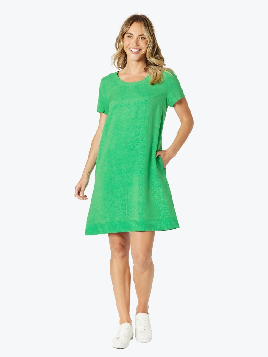 Gordon Smith Lino Stitch Hem Dress in Elm