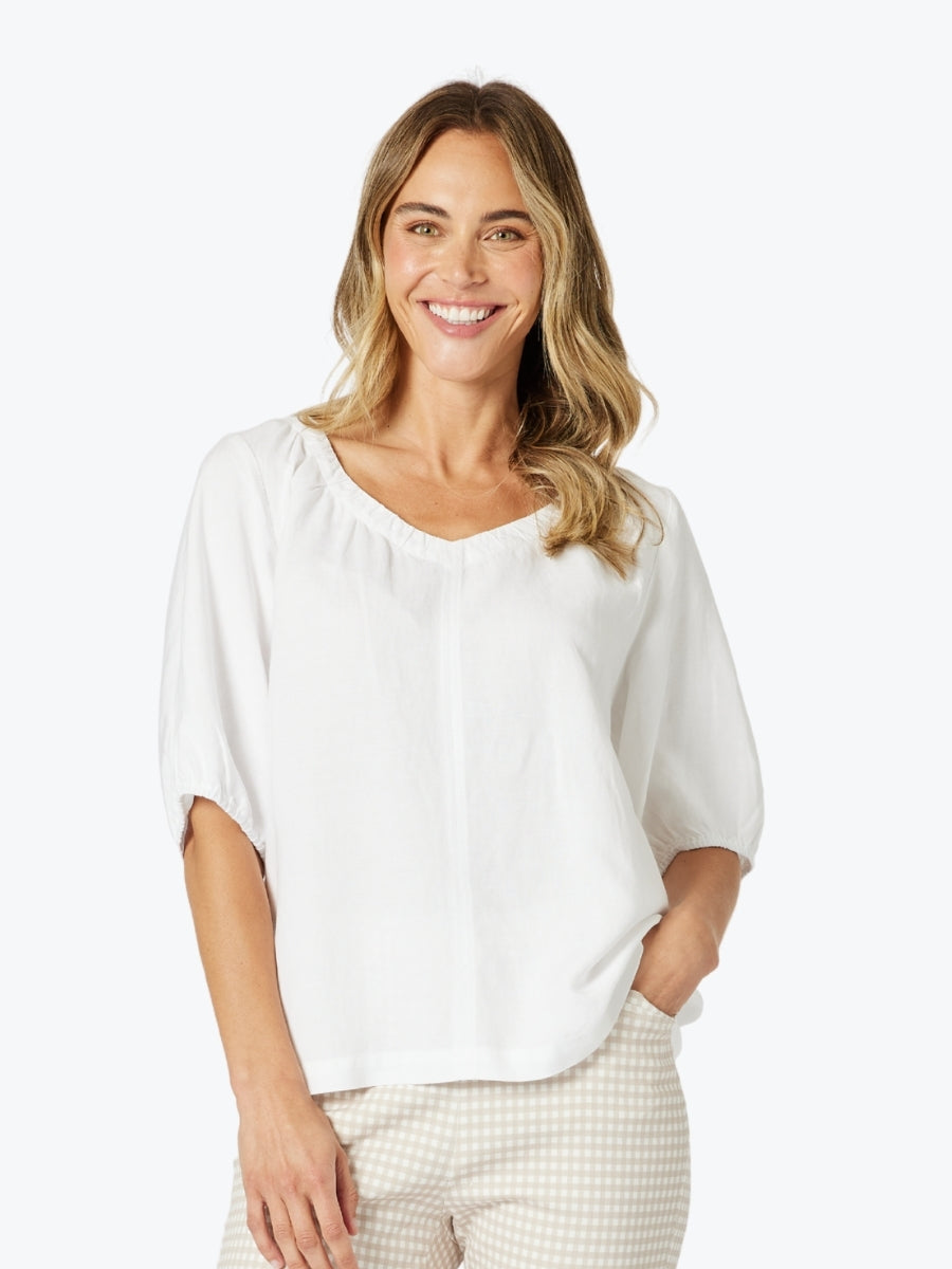 Gordon Smith Lino V Neck Top in White