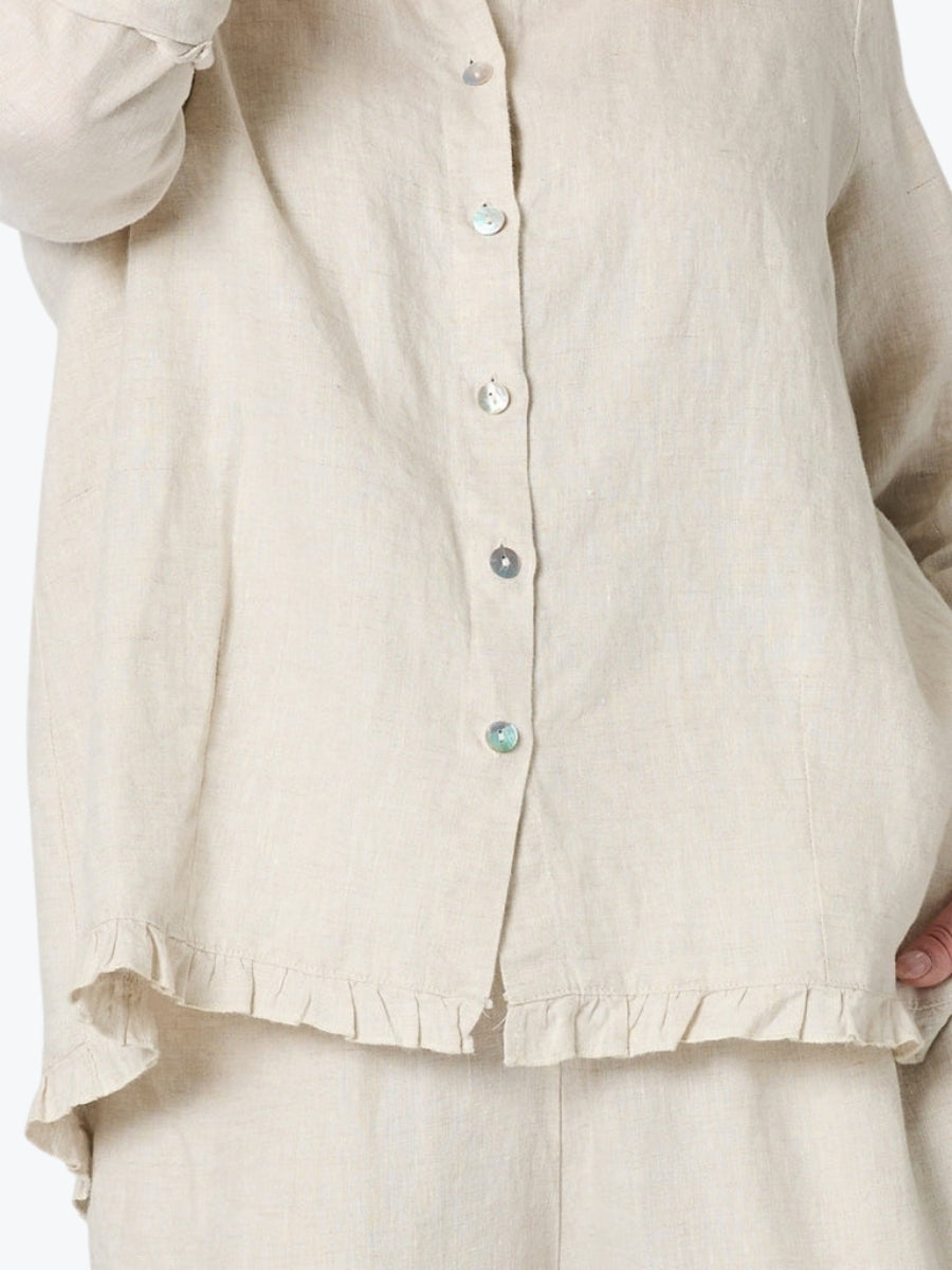 Gordon Smith Milly Ruffle Hem Linen Shirt | Natural