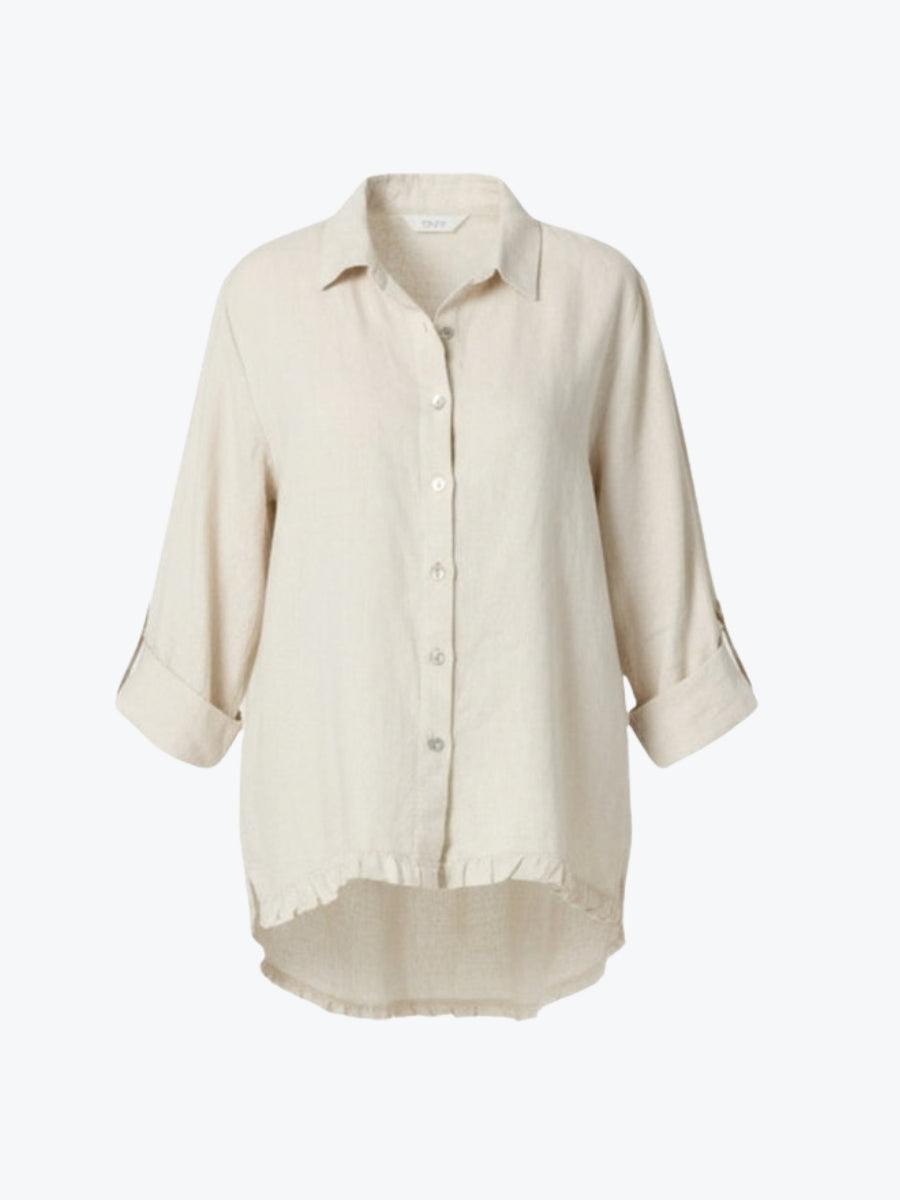 Gordon Smith Milly Ruffle Hem Linen Shirt | Natural