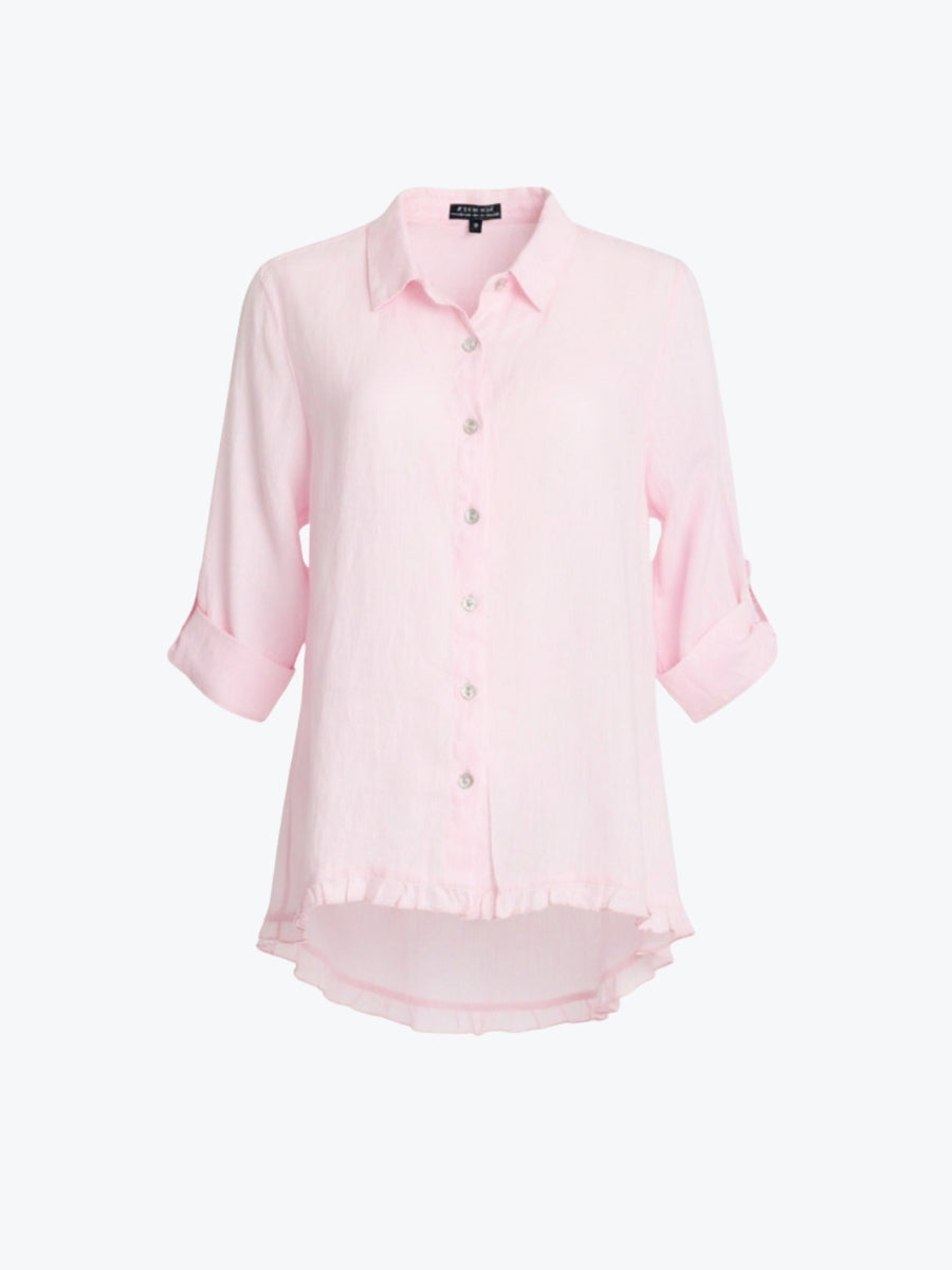 Gordon Smith Milly Ruffle Hem Linen Shirt | Pale Pink