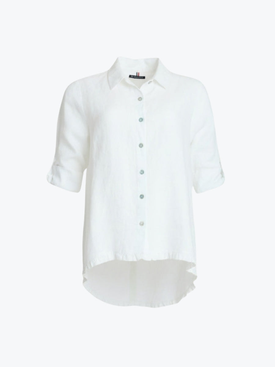 Gordon Smith Milly Ruffle Hem Linen Shirt | White