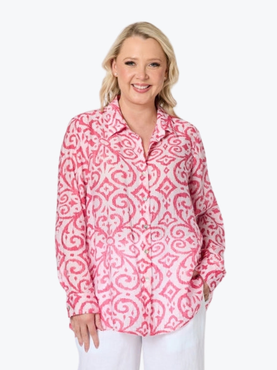 Gordon Smith Provence Print Shirt | Raspberry White