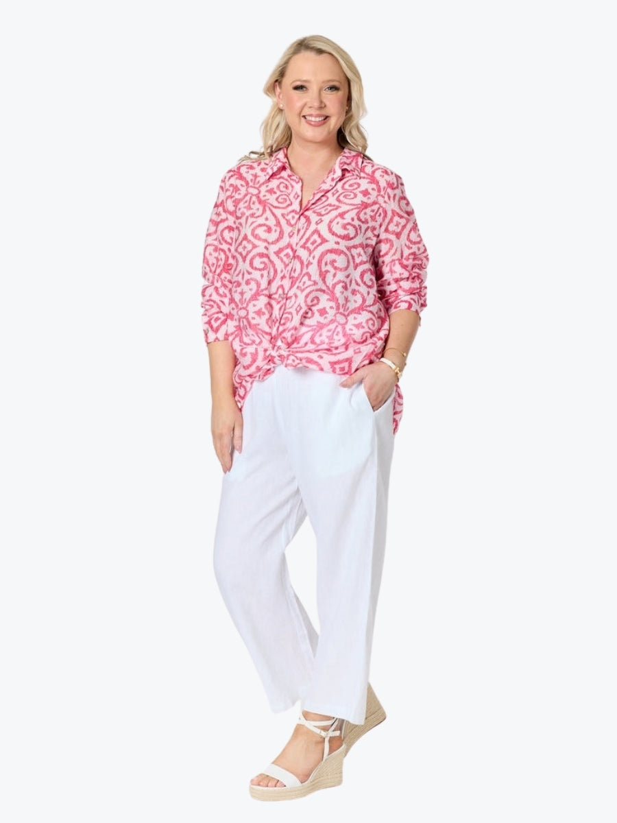 Gordon Smith Provence Print Shirt | Raspberry White