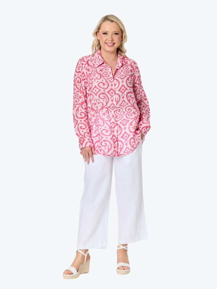 Gordon Smith Provence Print Shirt | Raspberry White