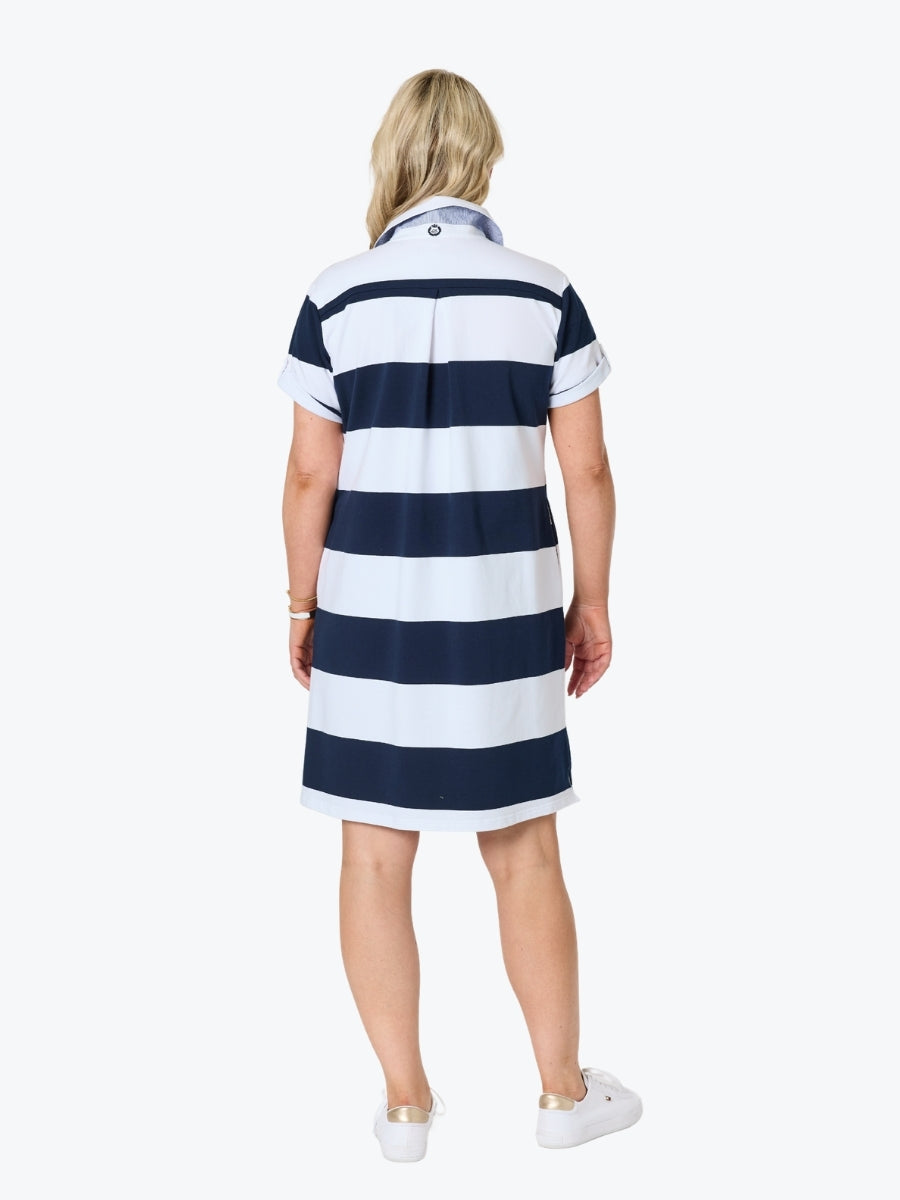 Riviera Polo Stripe Dress | Navy/White