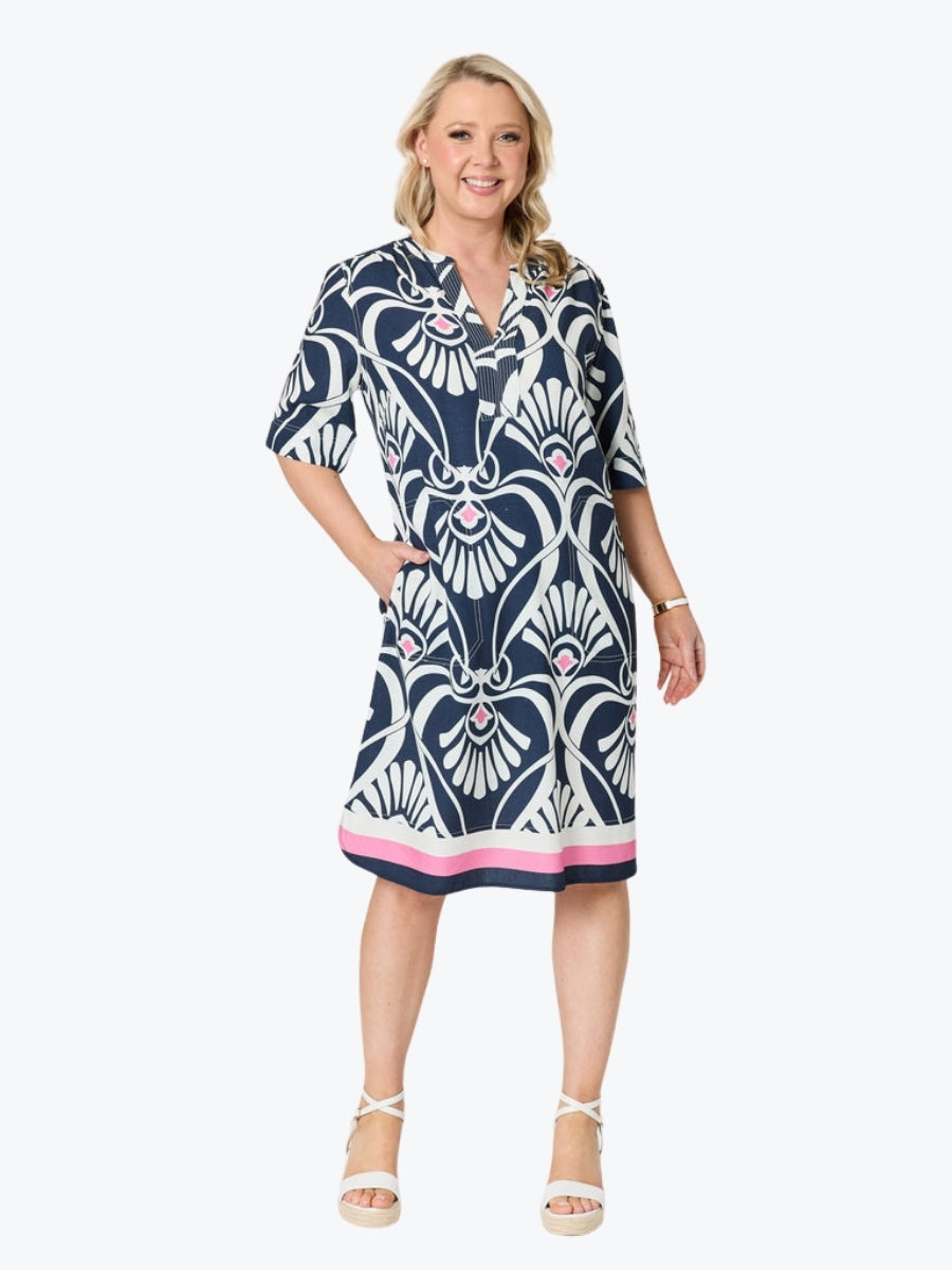 Gordon Smith Riviera Print Dress | Navy/White