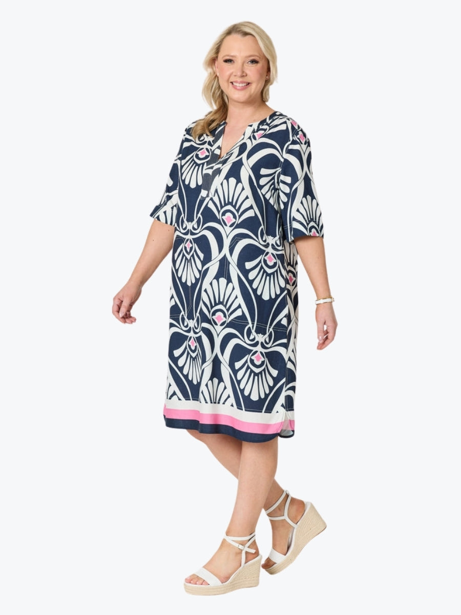 Gordon Smith Riviera Print Dress | Navy/White