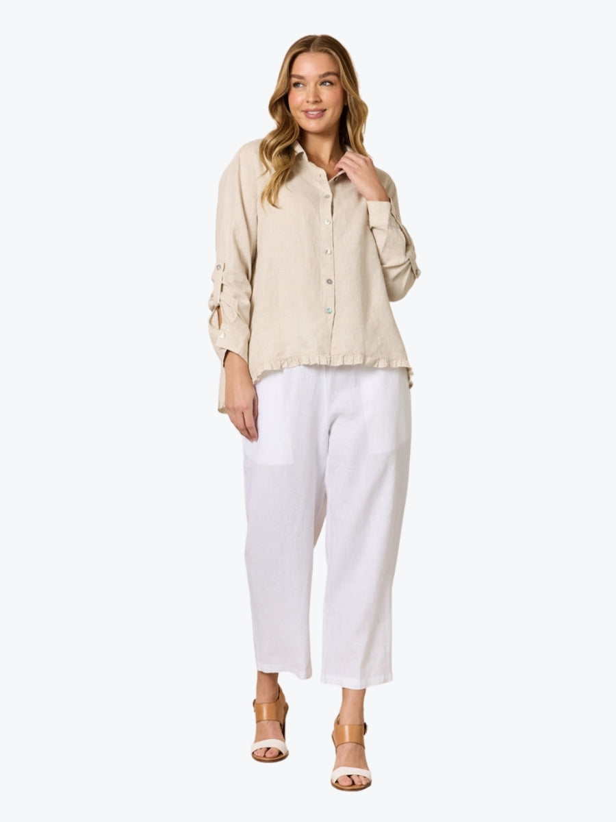 Gordon Smith Ruffle Hem Linen Shirt 41002