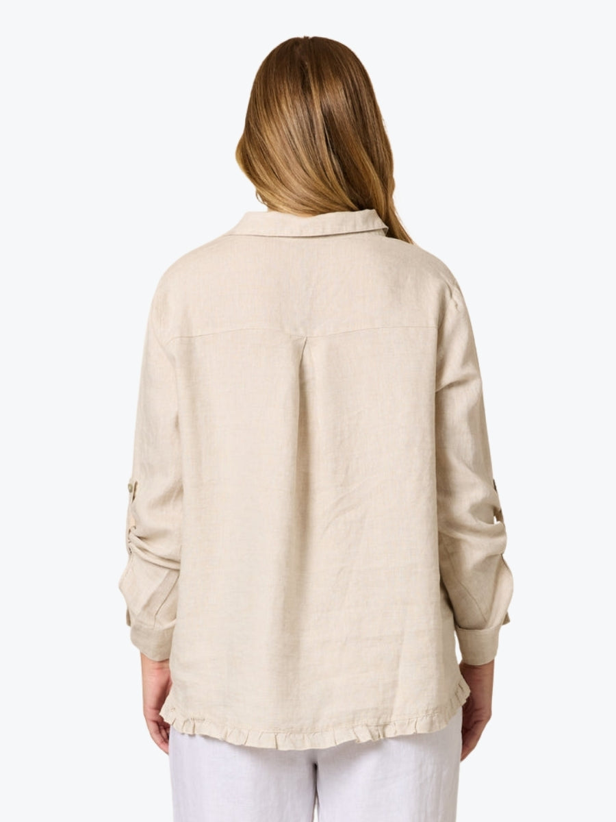 Gordon Smith Ruffle Hem Linen Shirt 41002
