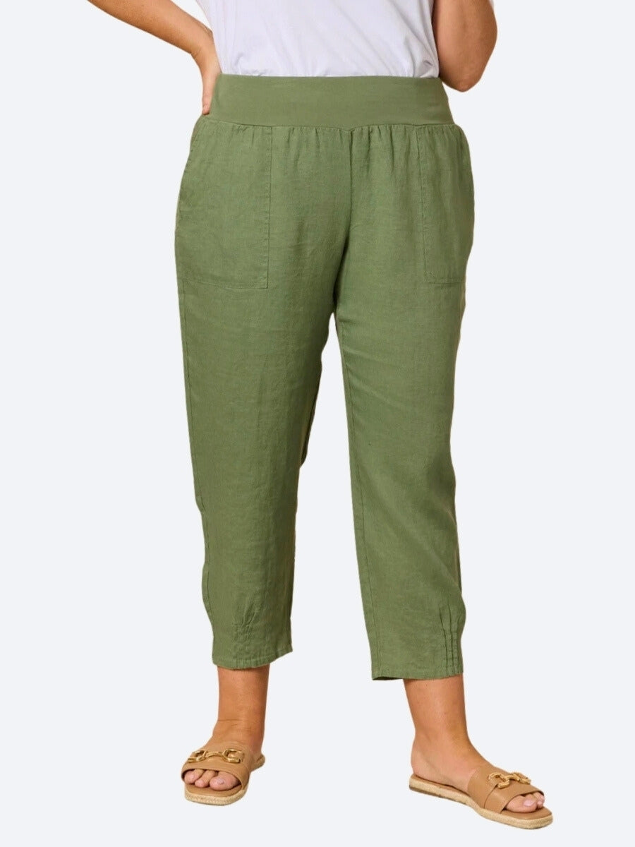 Gordon Smith Sarah Linen Pant in Basil