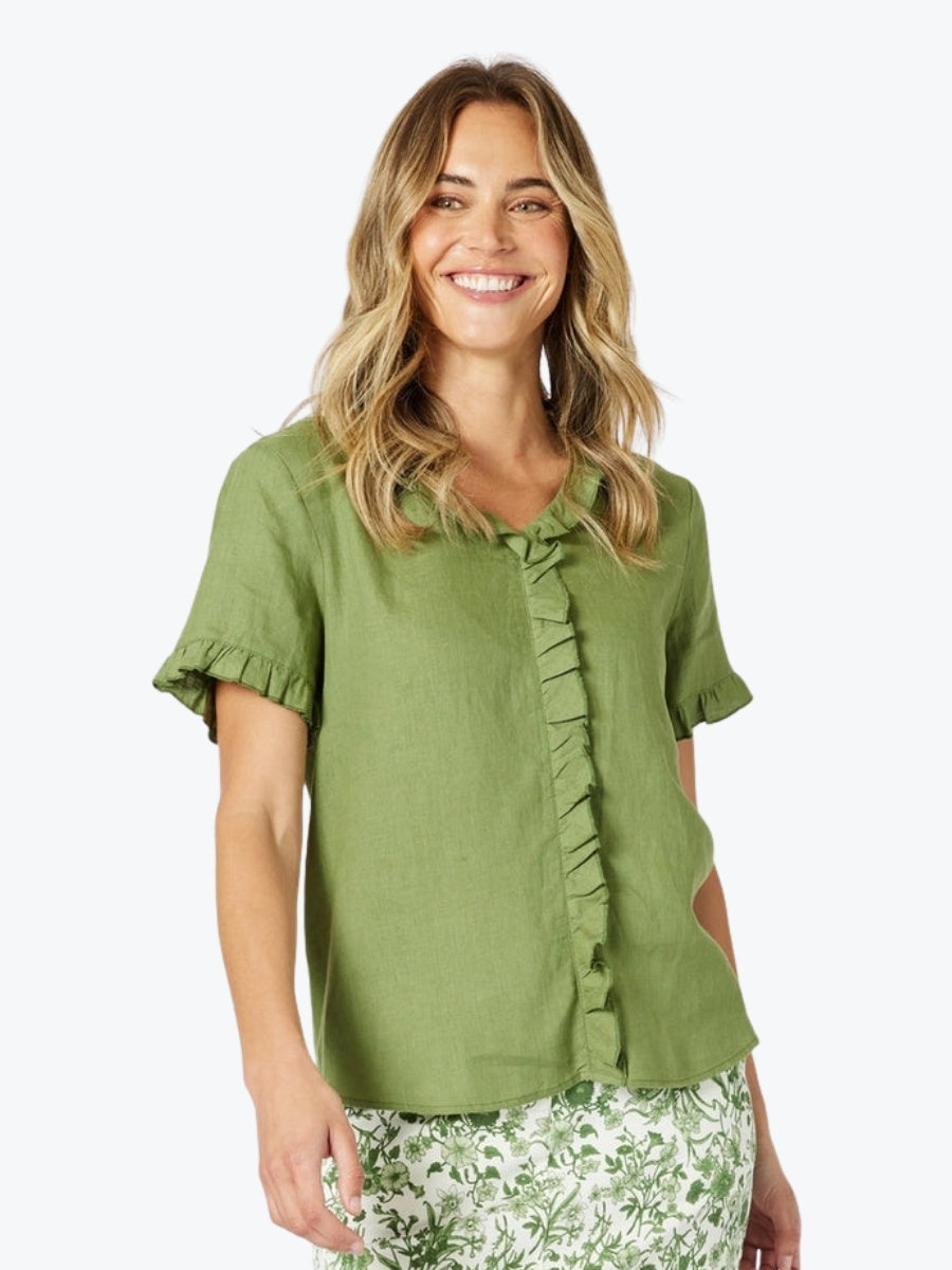Gordon Smith Short Sleeve Tiffany Shirt in Basil