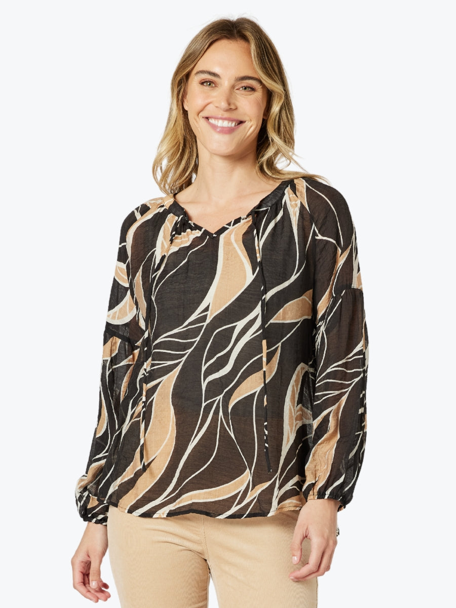 Gordon Smith Wellington Sheer Blouse in Caramel
