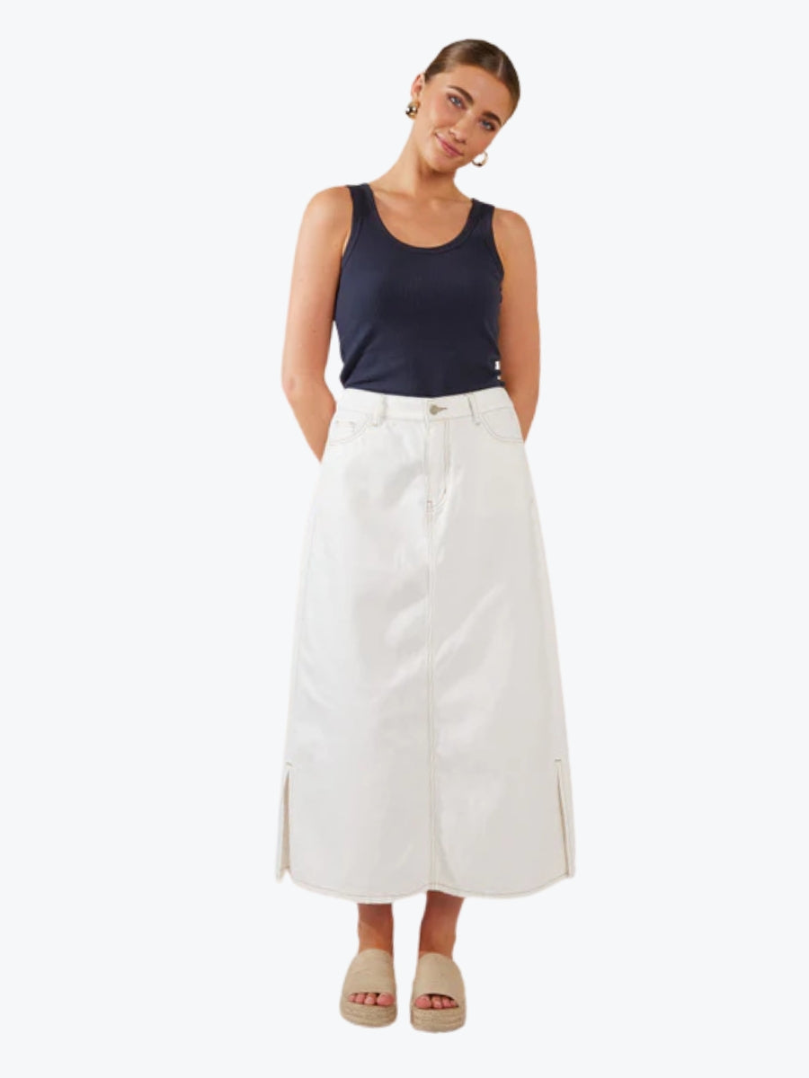 Haven Dalton Denim Skirt in White