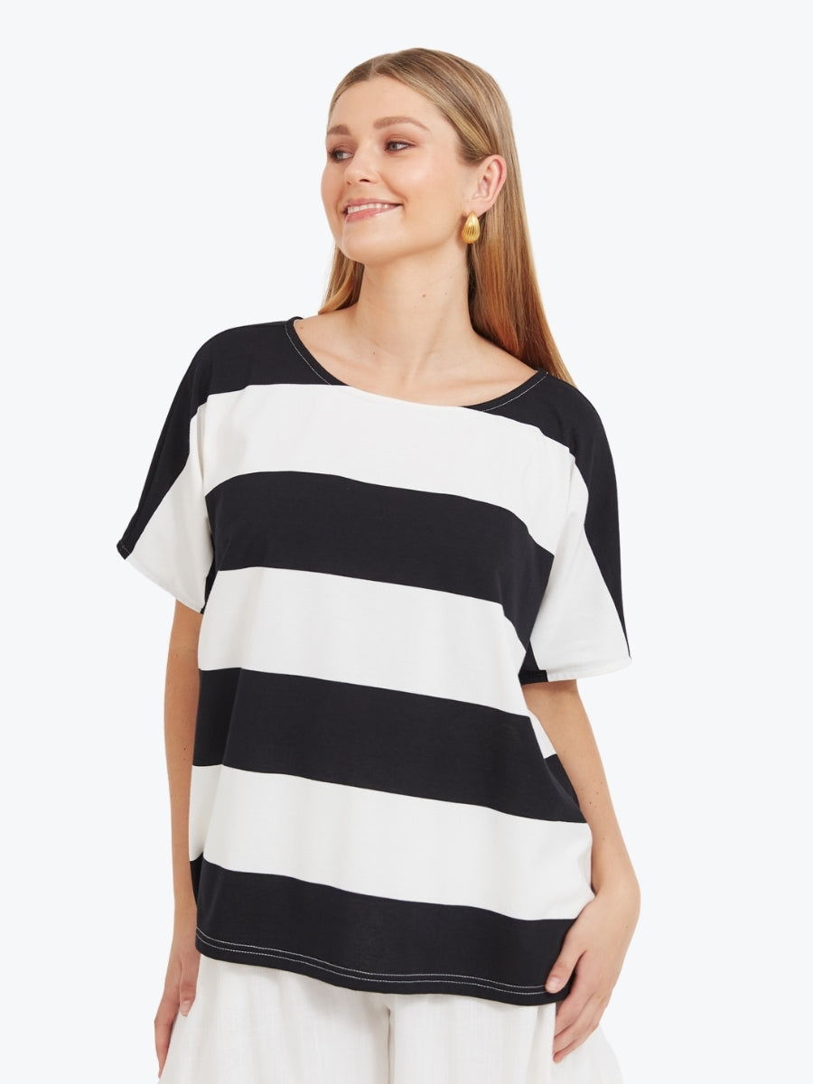 Haven Jardin Stripe Tshirt in Black