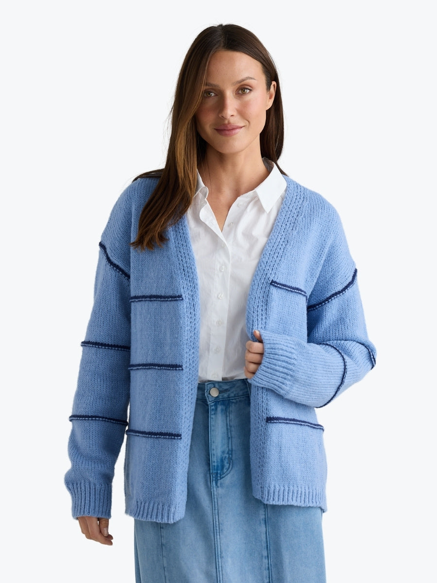 Holiday Seaside Cardi in Navy Stripe