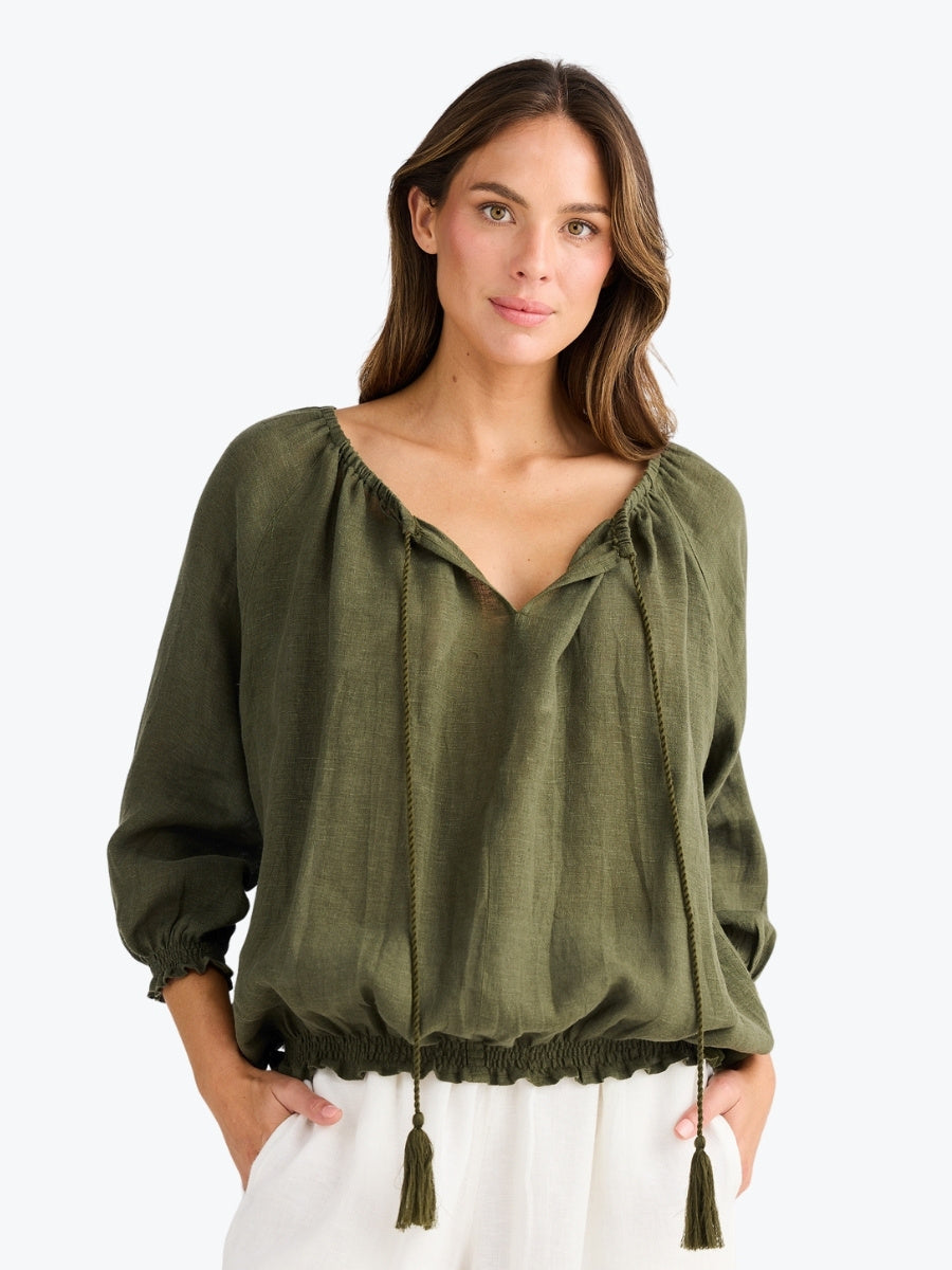 Holiday Seaside Top in Olive