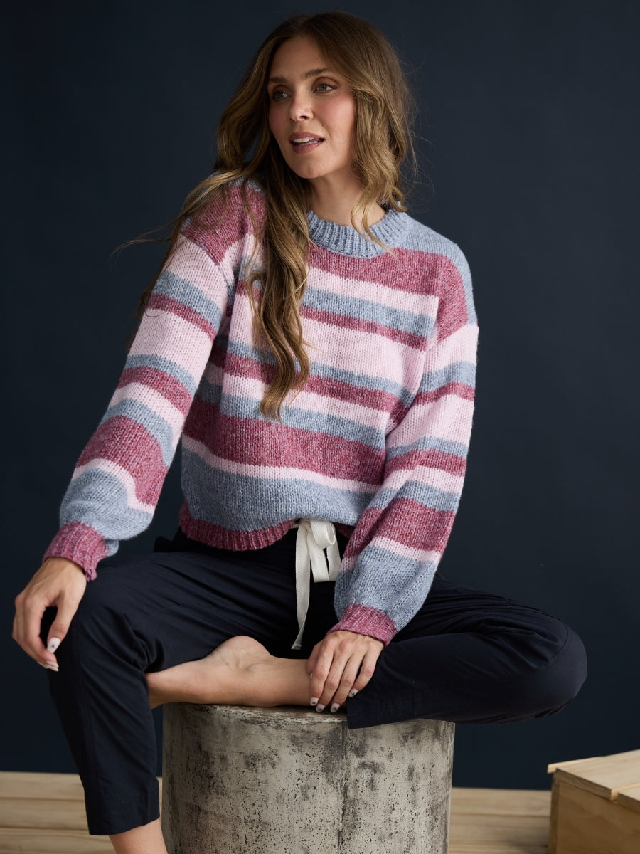Holiday Tarn Knit | Red Multi Stripe