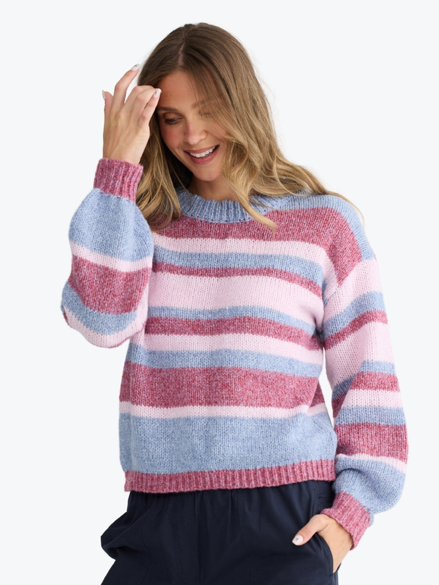 Holiday Tarn Knit | Red Multi Stripe