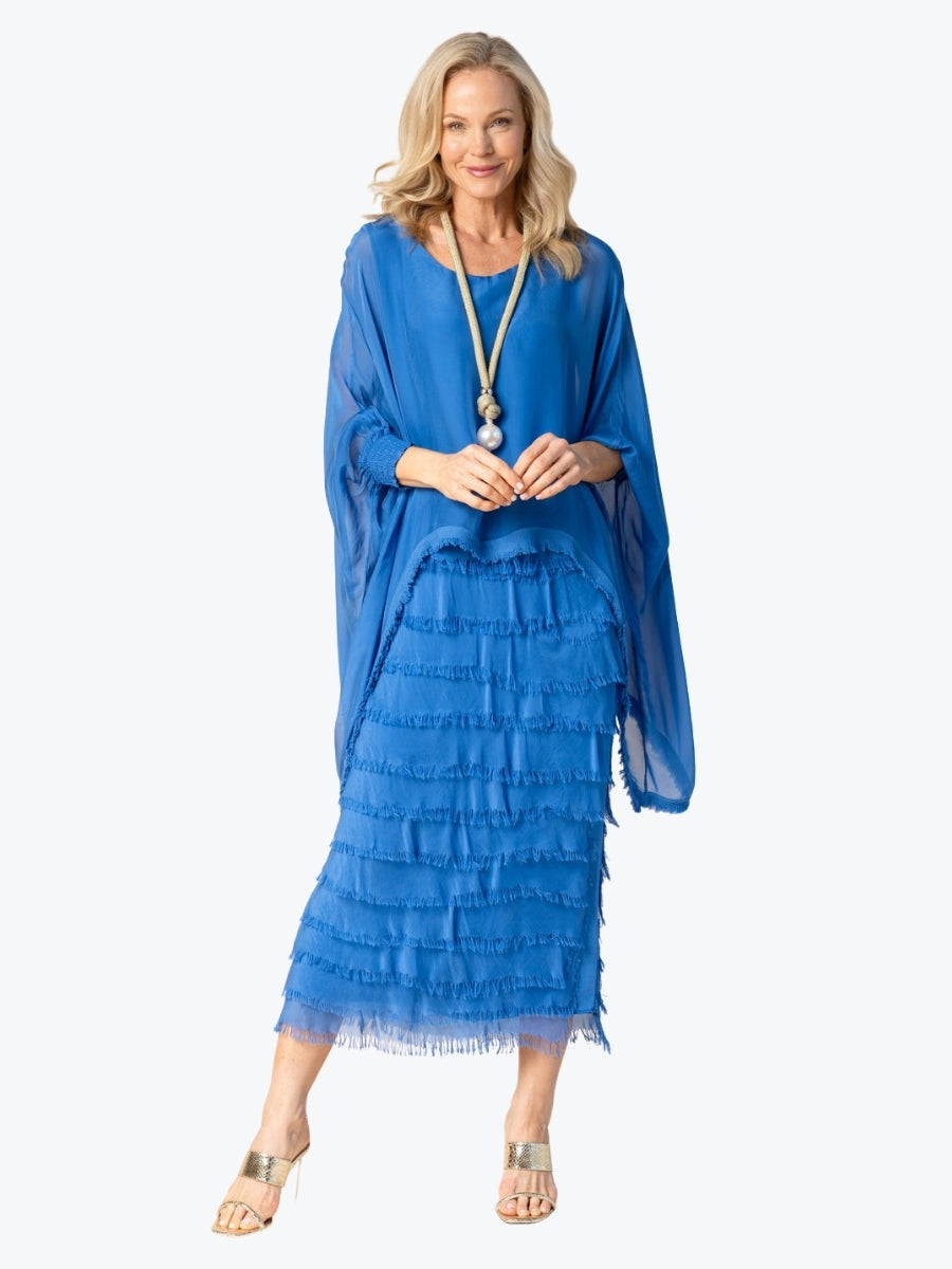 Imagine Fashion Candie Silk Dress in Cobalt Blue