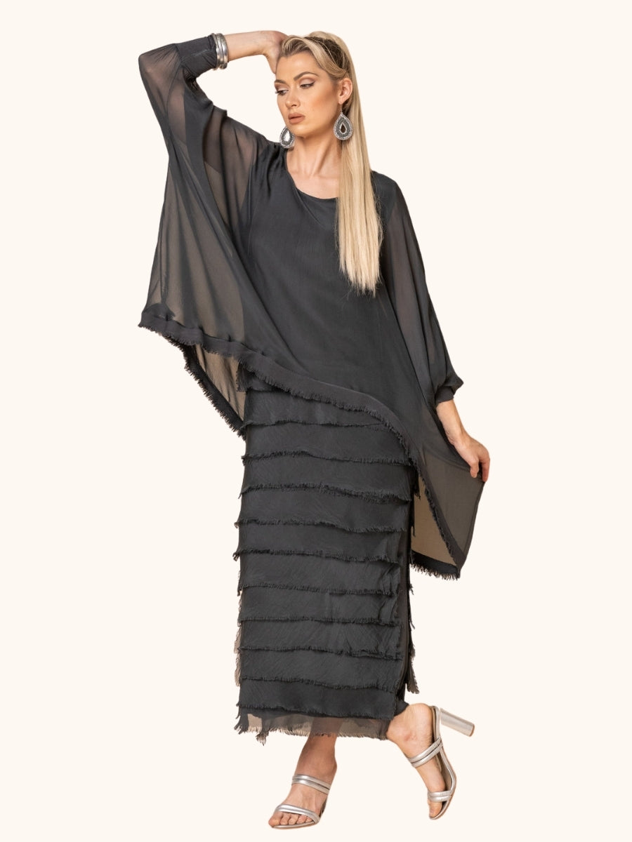 Imagine fashion candie silk dress graphite special occassion