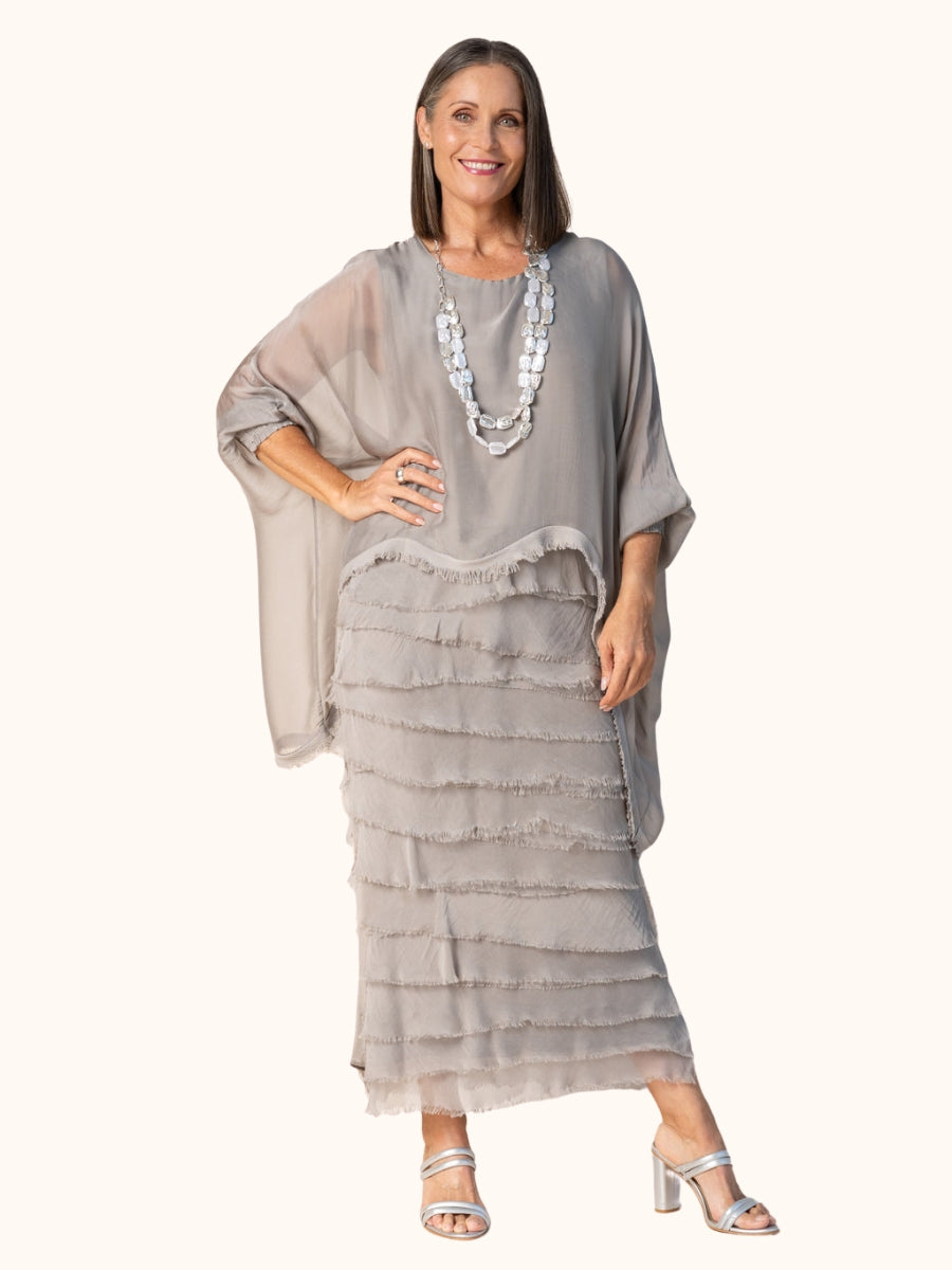 Imagine Fashion Candie silk dress mocha special occasion dress