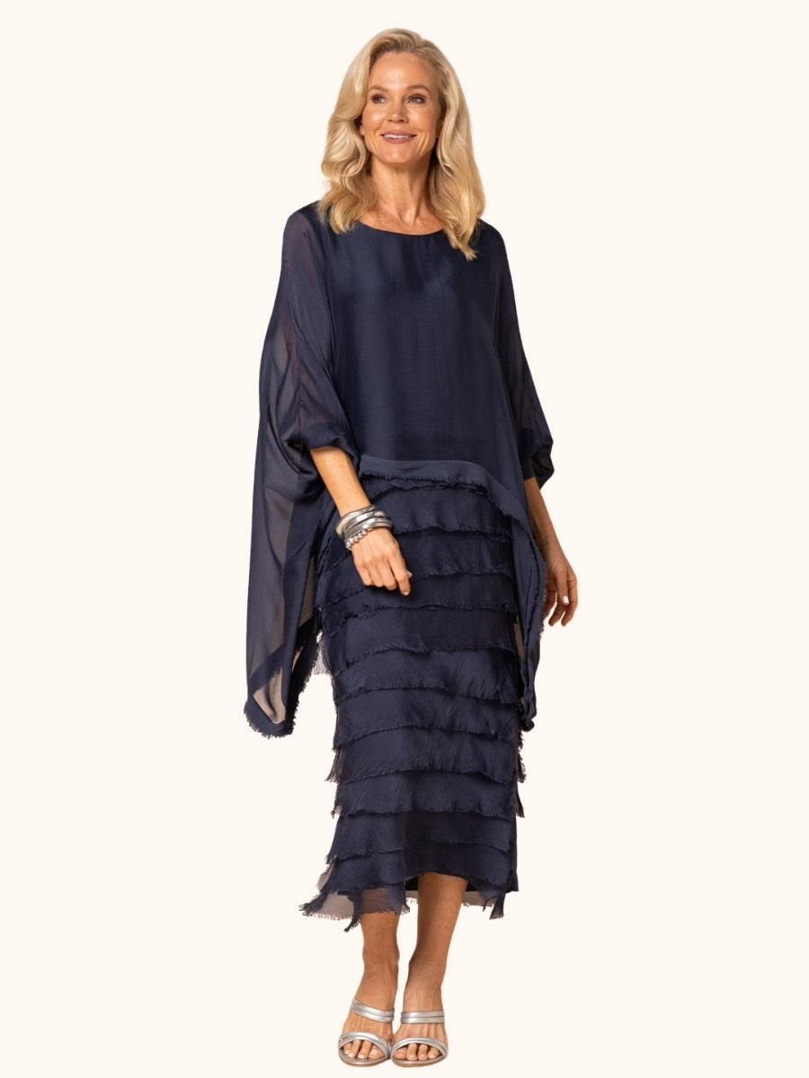 Imagine fashion candie silk dress navy special occassion wedding