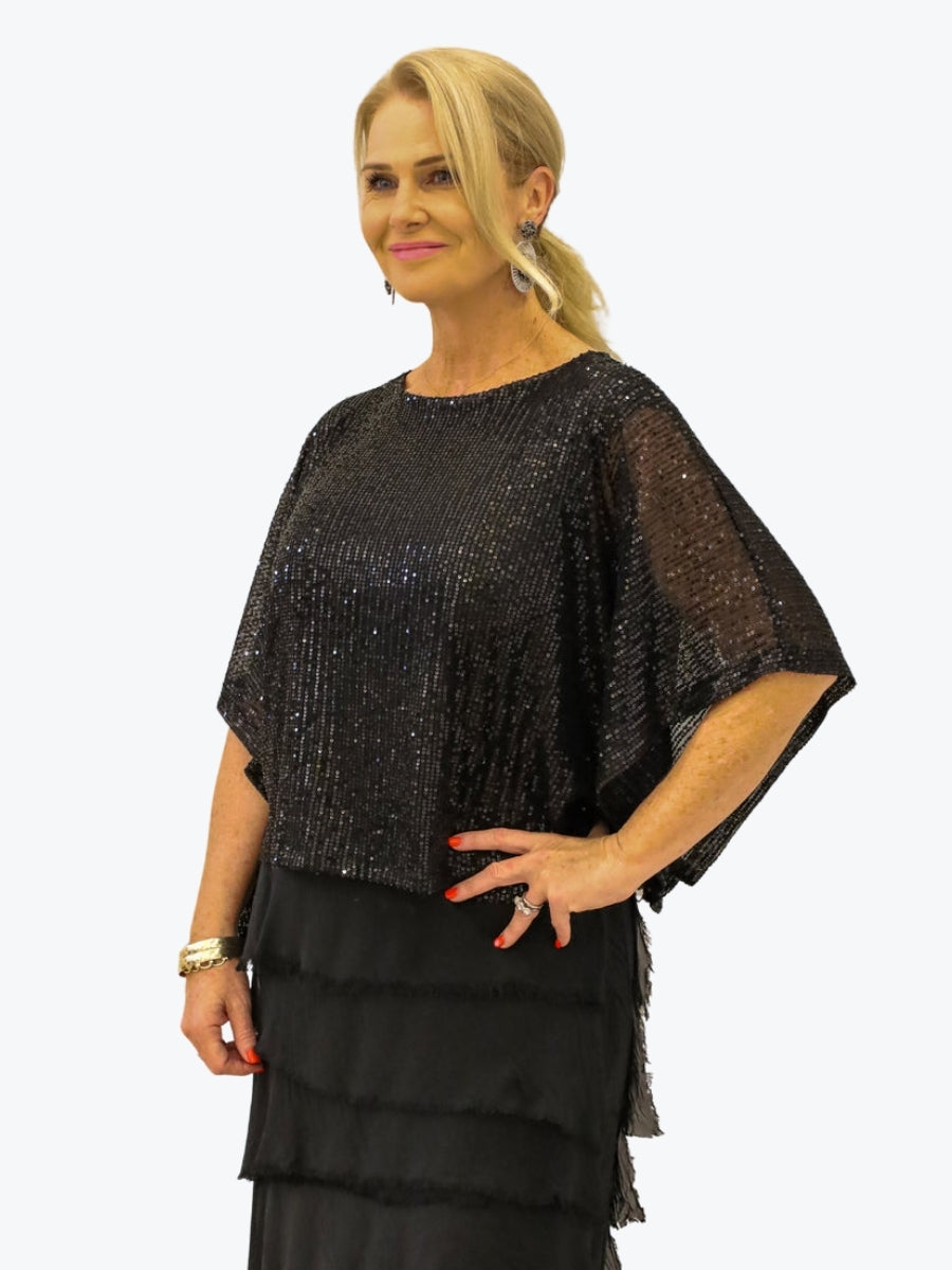 Imagine Fashion Lynsay sequin top onyx