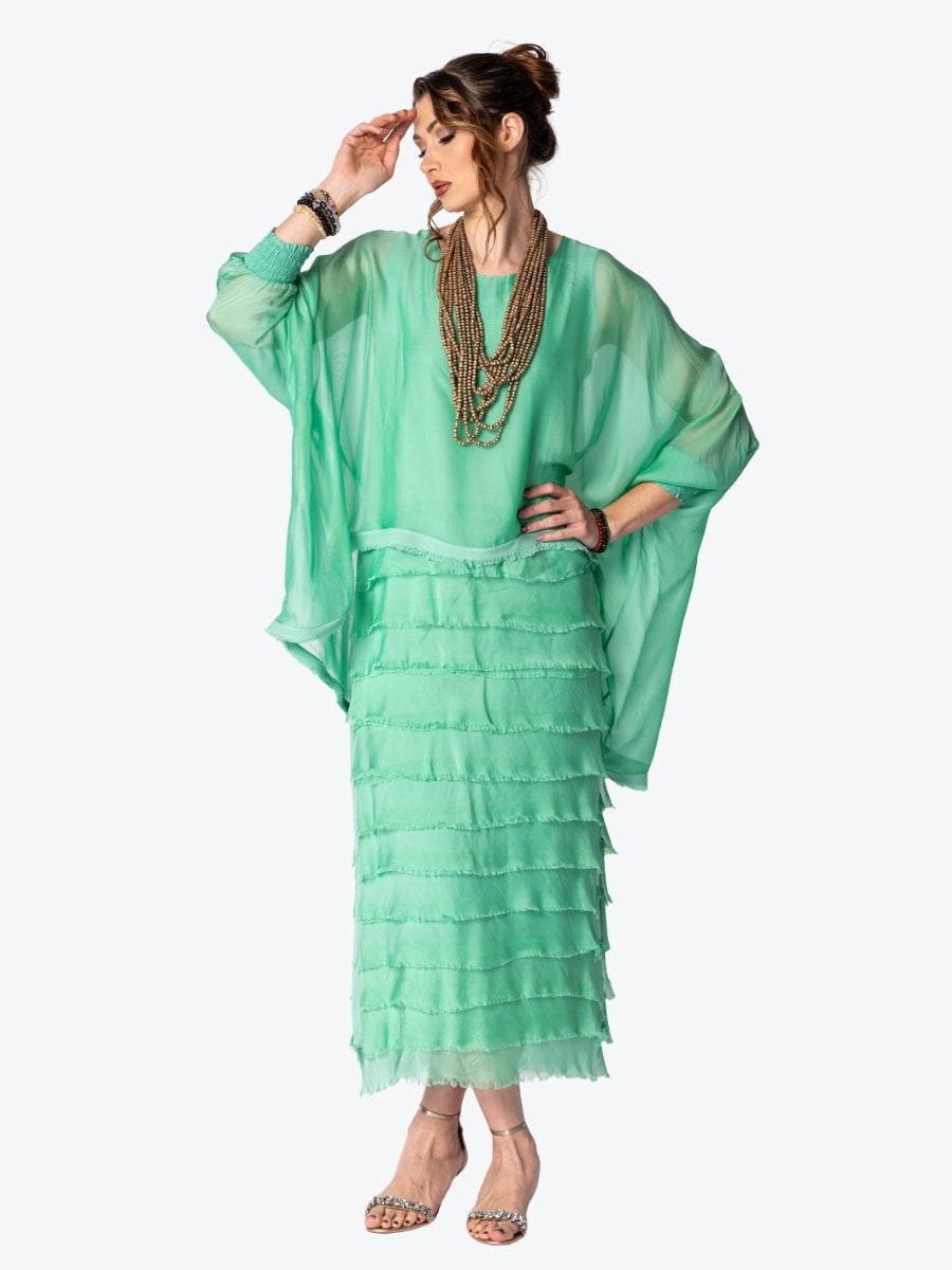 Imagine Fashion Netty Silk Dress in Capri Green