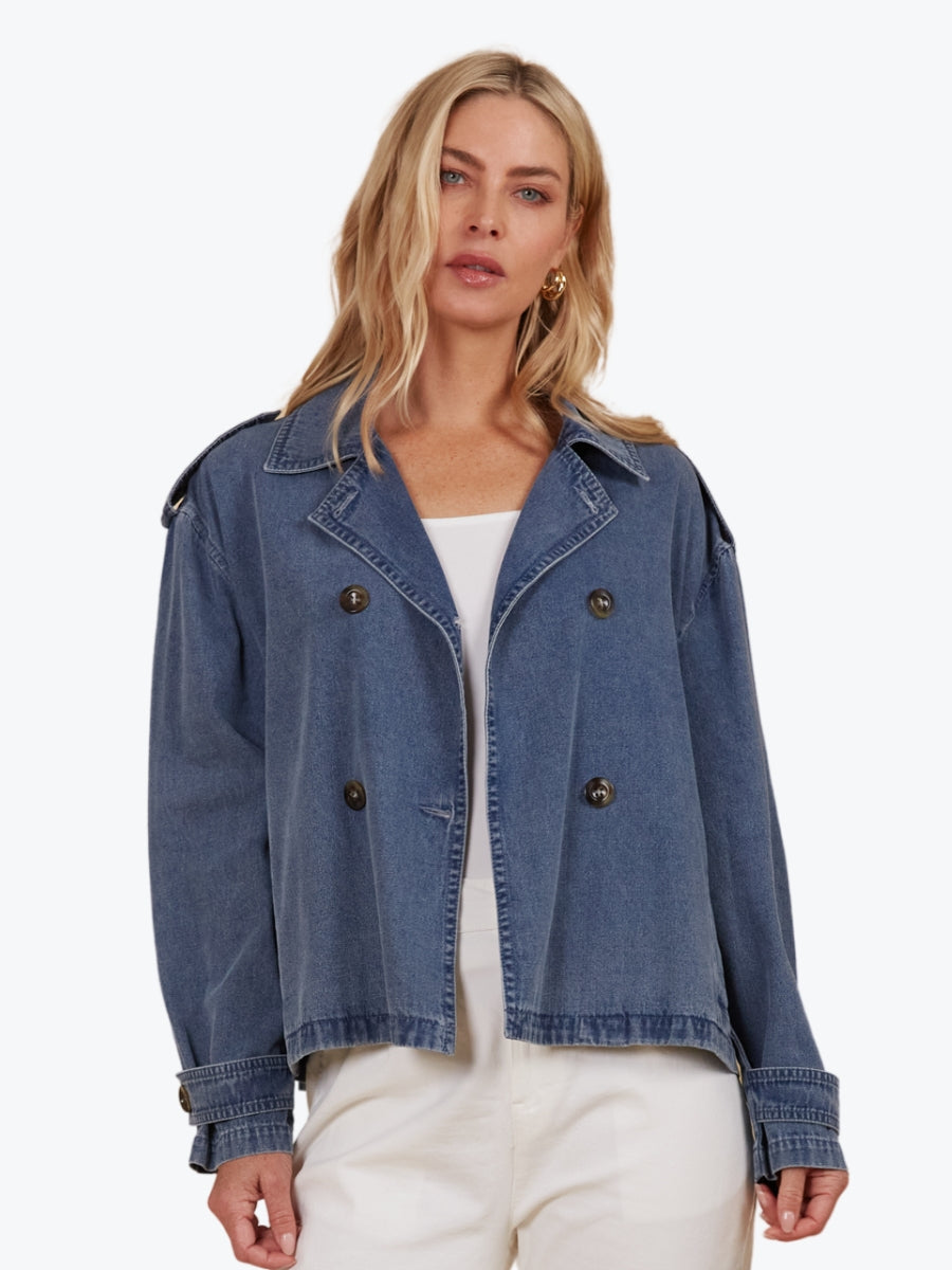 Isle of Mine Freya Crop Trench in Denim