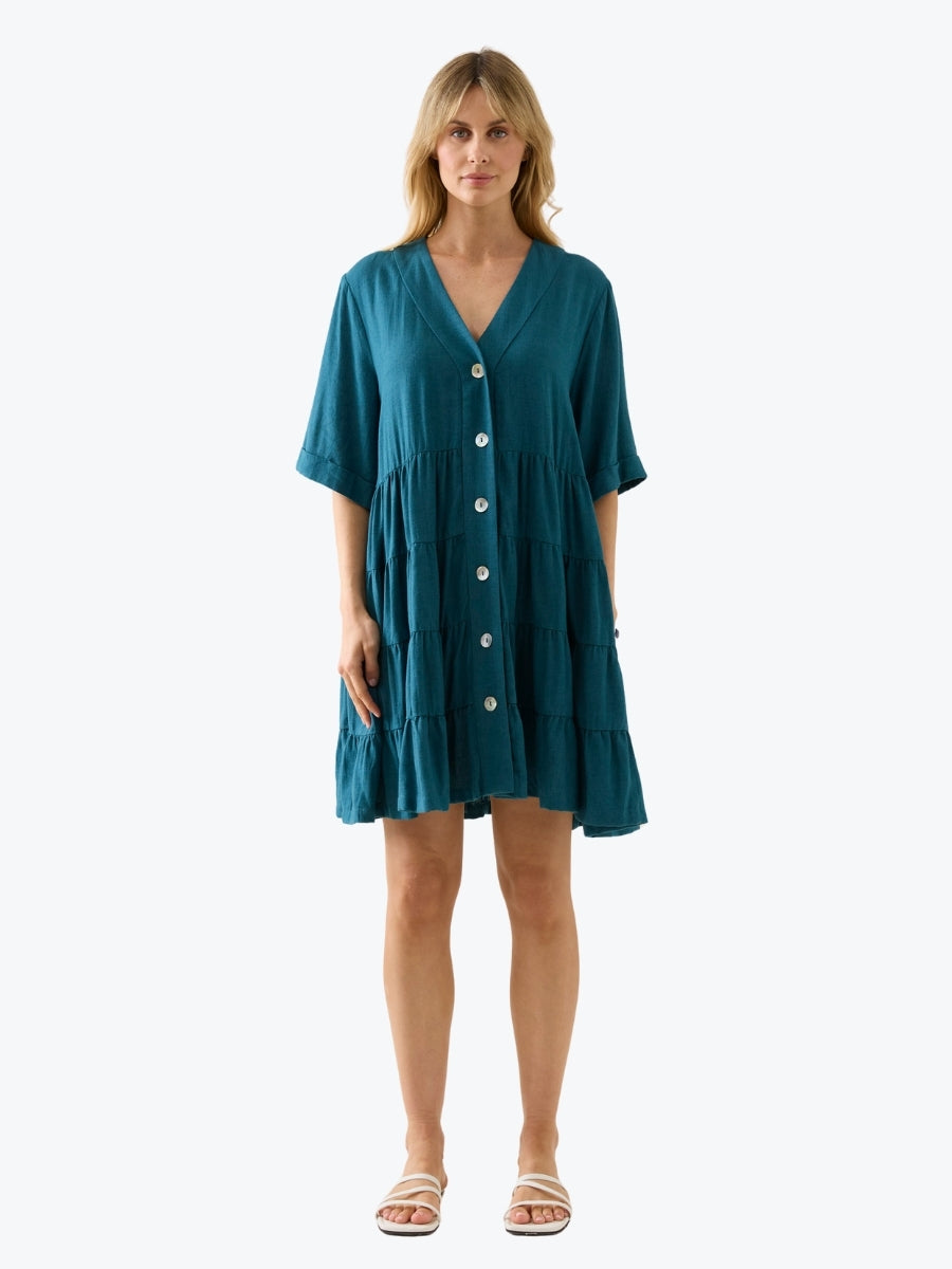 Isle of Mine Ingrid Button Dress in Baltic
