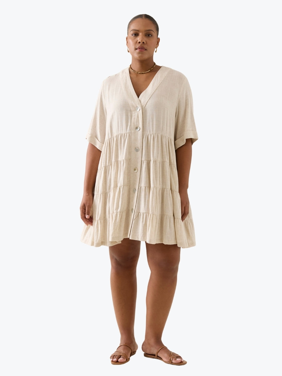 Isle of Mine Ingrid Button Dress in Canvas