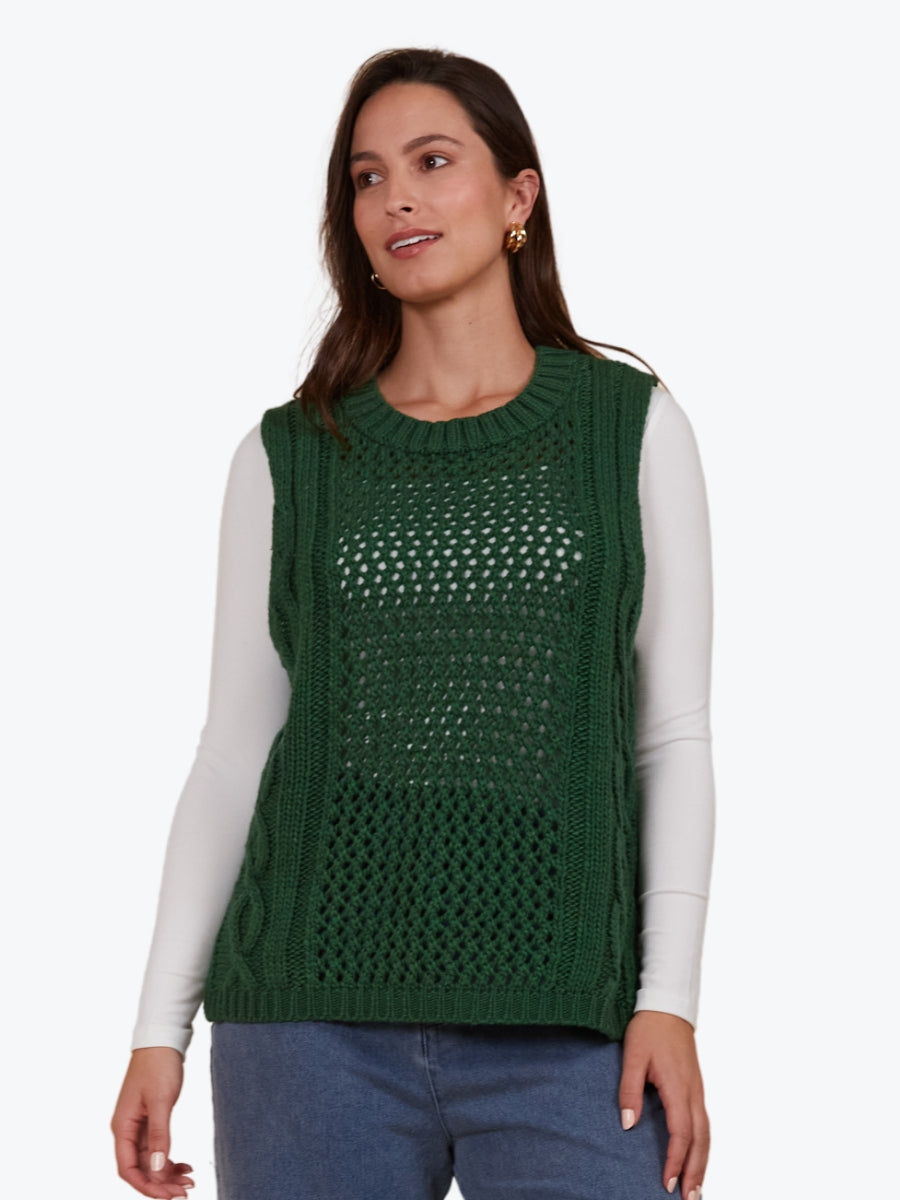 Isle of Mine Luna Knit Vest in Pine